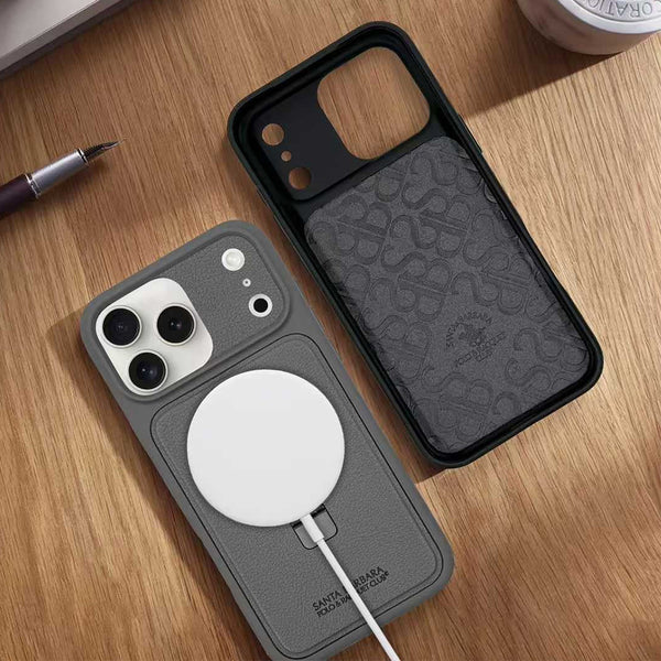 Santa Barbara Primo Series Magnetic Ring Kickstand Leather Case for iPhone 17 Series