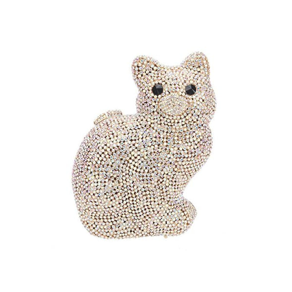 Cute 3D Cat Shape Crystal Evening Clutch Bag