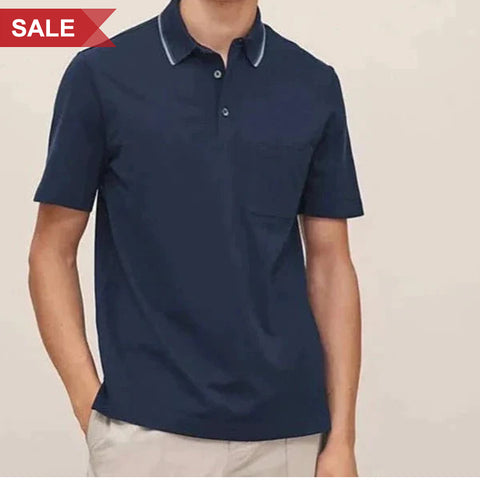 Men Premium Logo Patched Polo Collar T-Shirt