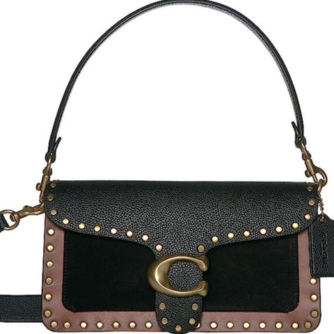 Women's Mixed Leather Rivets Handbag