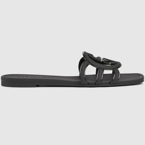 Women Interlocking G Slide Flat Sandal