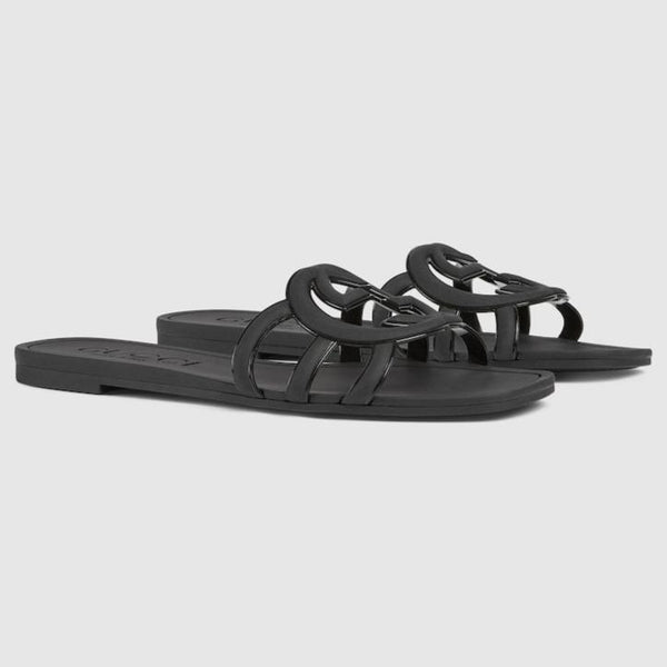 Women Interlocking G Slide Flat Sandal