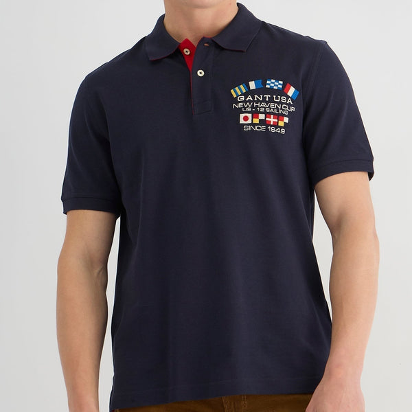 Premium Men Blue Regular Fit Solid Polo T-shirt