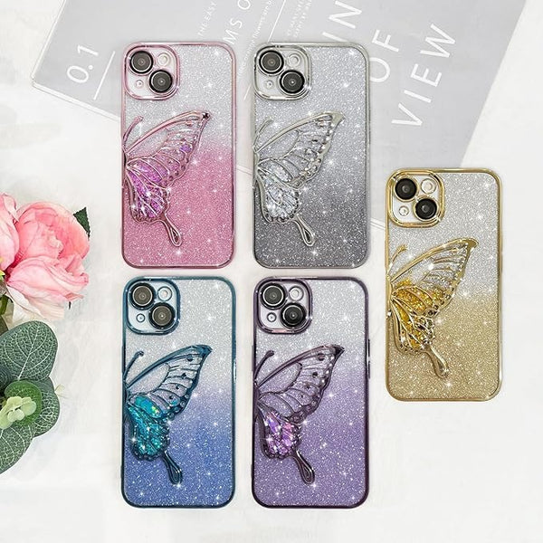 Butterfly Glitter Bling Camera Lens Protection TPU Case for 11, 12, 13, 14 & 15 Series