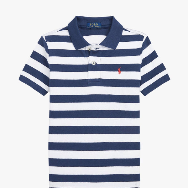 Luxury Striped Cotton Mesh Polo Shirt