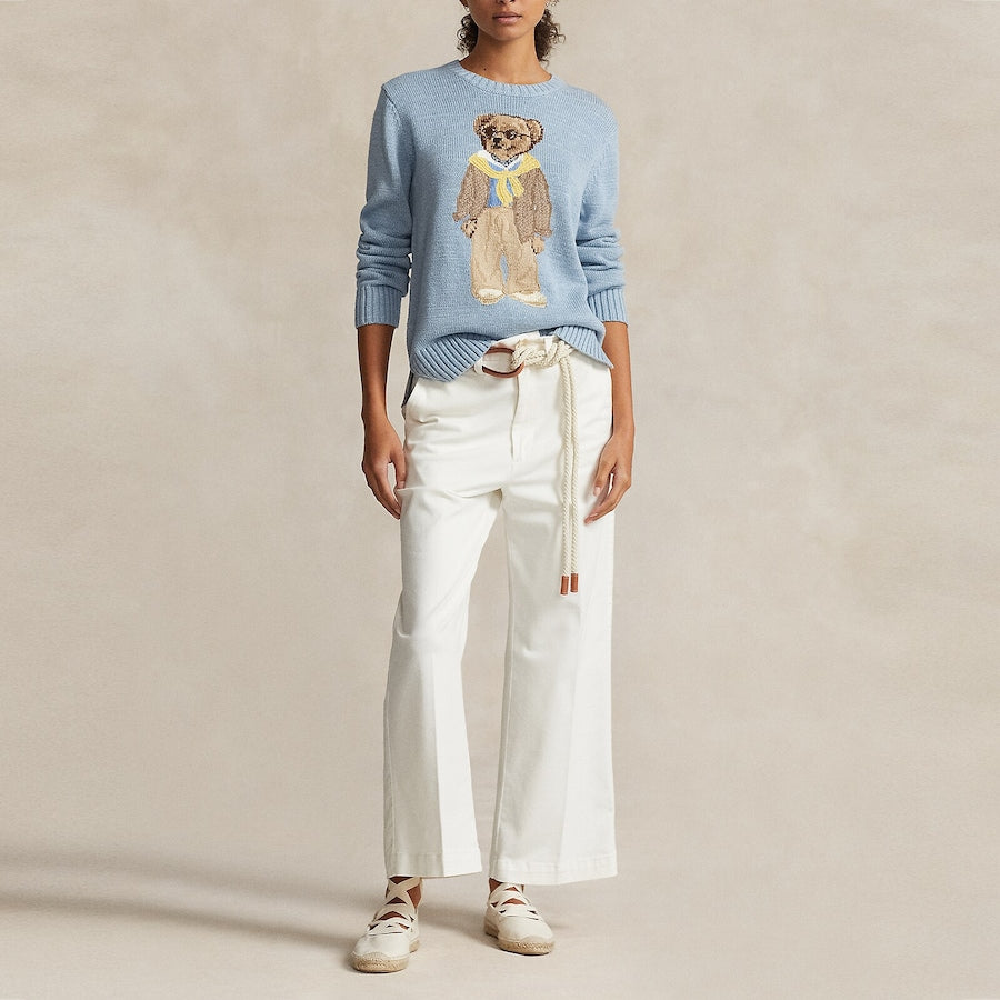 Women Light Blue Polo Bear Crewneck Sweater – Yard of Deals - Main Image