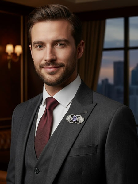 “Victorian Silver Polish Brooch with Lavender Doublet and Moissanite Polki”