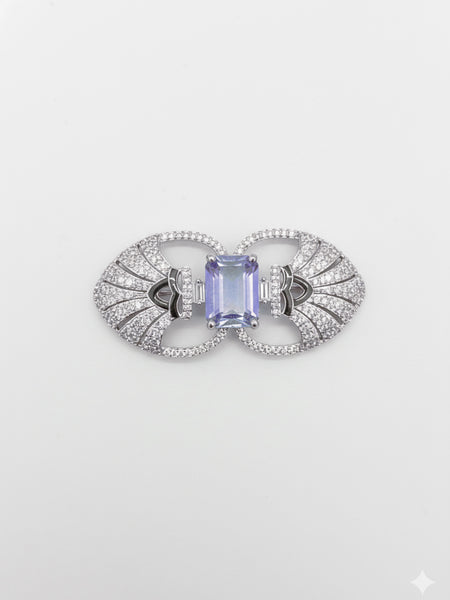 “Victorian Silver Polish Brooch with Lavender Doublet and Moissanite Polki”