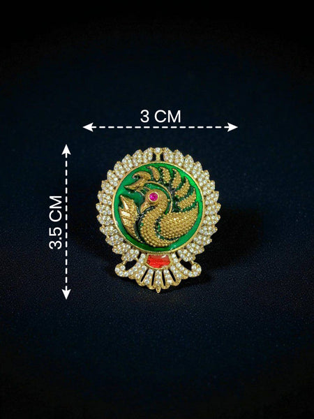 Victorian Polish Peacock Doublet Ring with Moissanite Polki