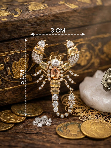 Elegant Scorpion Shape Brass Brooch with American Diamond  Stylish Statement Pin