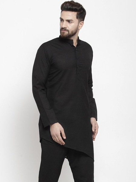 Designer Black Linen Kurta  For Men By Treemoda