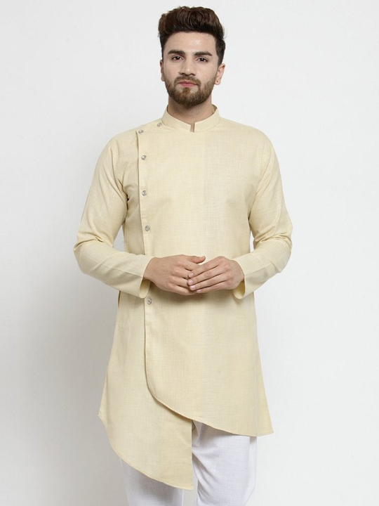 Designer Beige Linen Kurta  For Men By Visach