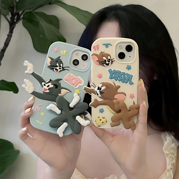 3D Running Cartoon Flexible Silicone Soft Case for iPhone 13 14 & 15 Series