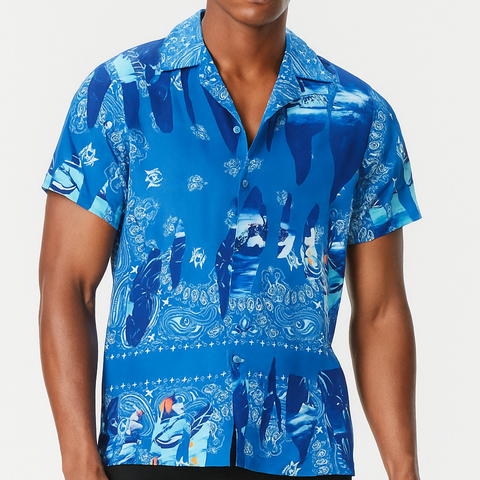 Branded Bandana-Print  Drop Shoulder Shirt