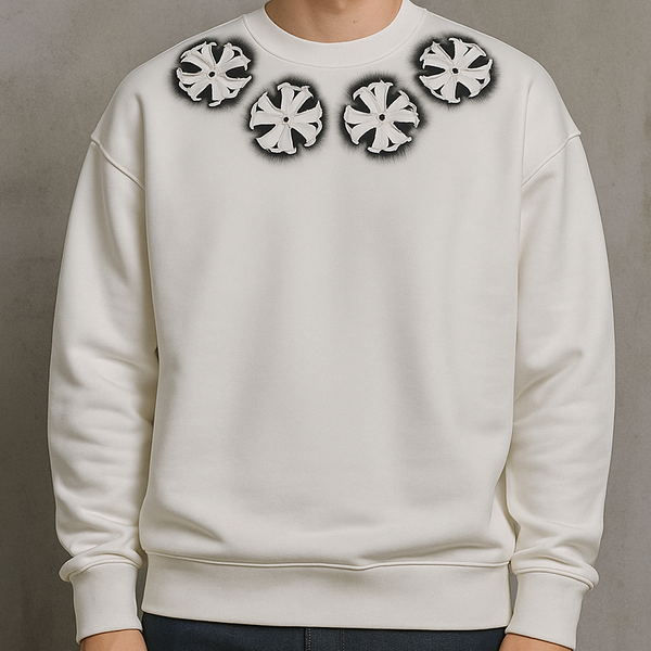 Cross Painting Beads Casual Round Sweatshirt