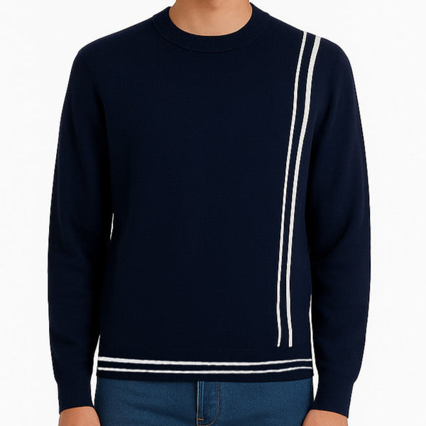 Men’s Wool Pullover with Signature Contrast Stripe Detailing