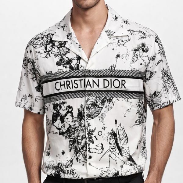 Premium Monochrome Designer Cuban Collar  Shirt