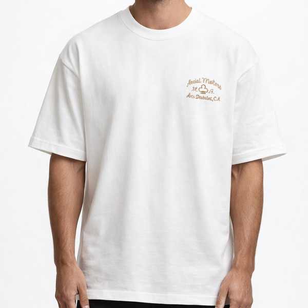 Fashionable Motors White Drop Shoulder Tee
