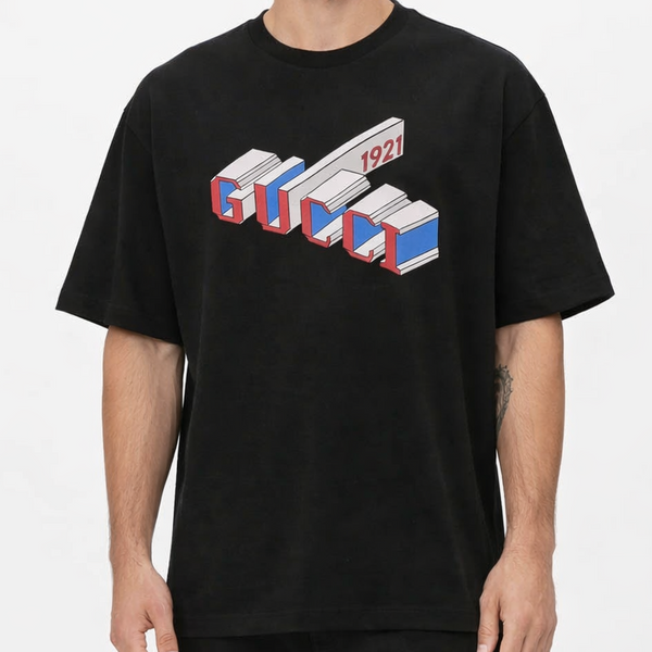 Luxury Black Graphic Print Premium Drop Shoulder T-Shirt for Men