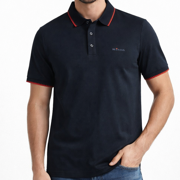 Luxury Classic Polo T-Shirt for Men Premium Red Stitch Casual Collar Tee