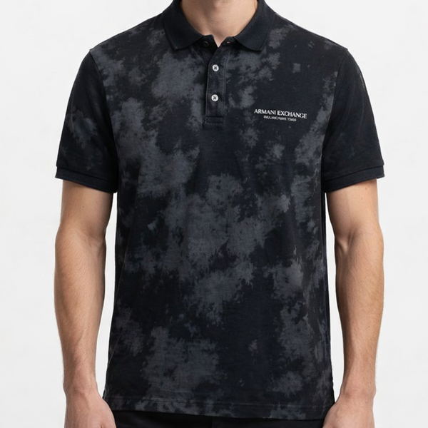 Premium Black Tie-Dye Polo T-Shirt for Men Stylish Casual Wear