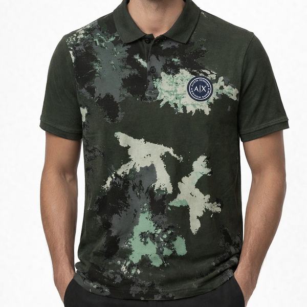 Premium Olive Green Printed Polo T-Shirt for Men