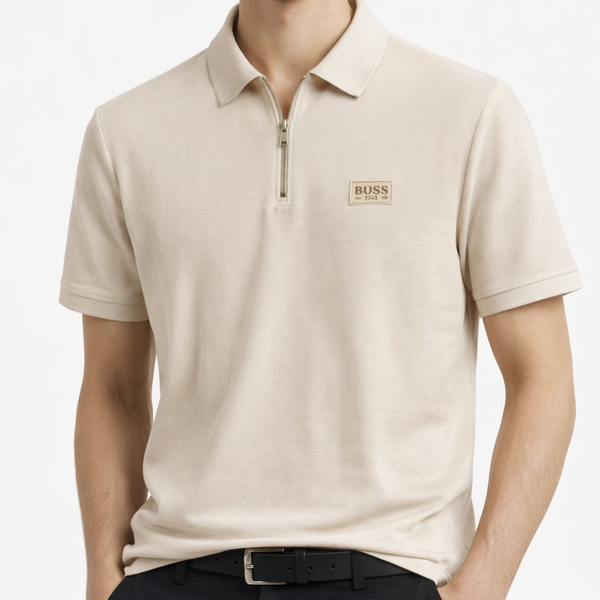 Premium Men’s Zip Collar Polo T-Shirt  Smart Casual Half Sleeve Tee