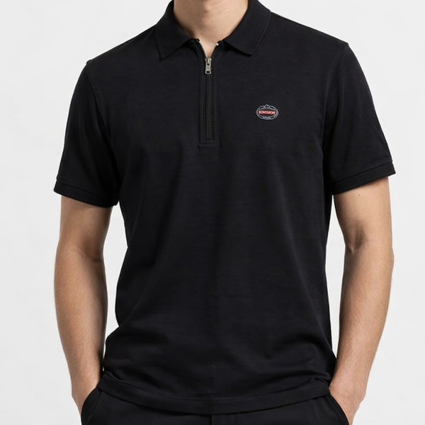 Premium Men’s Black Zip Polo T-Shirt Smart Casual Comfort Wear