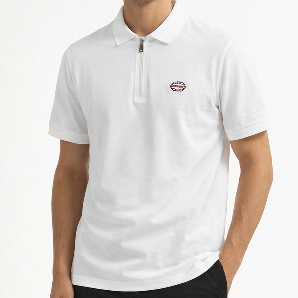 Premium White Zip Collar Polo T-Shirt for Men  Stylish & Smart Fit
