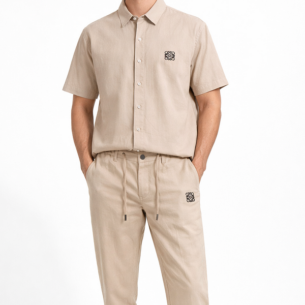 Premium Beige Casual Shirt & Trouser Co-Ord Set for Men