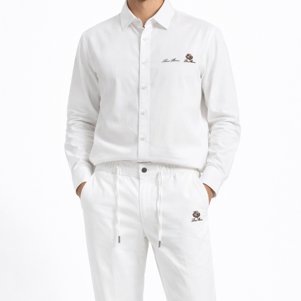 Premium White Formal Shirt & Trouser Co-Ord Set for Men Elegant Smart Fit