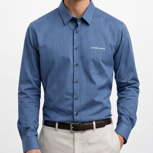 Luxury Formal Shirt with Blue Pinstripe Design for Men