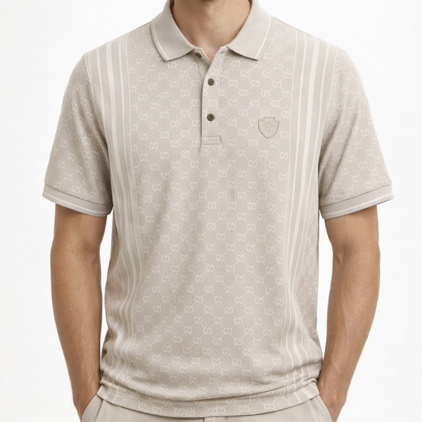 Luxury Monogram Stripe Polo T-Shirt For Men