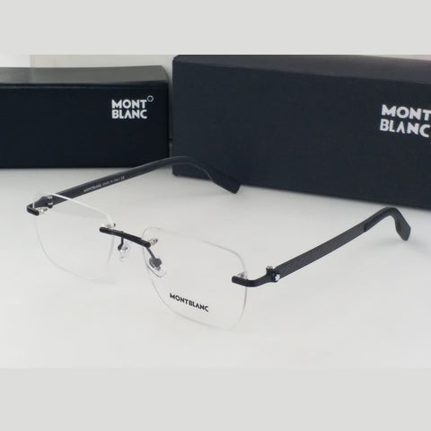 Sleek Black Rimless Glasses for Men and Women