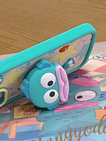 3D Cartoon Ugly Fish Holder Soft Silicone Back Case for iPhone 12 ,13 14 and 15 Series