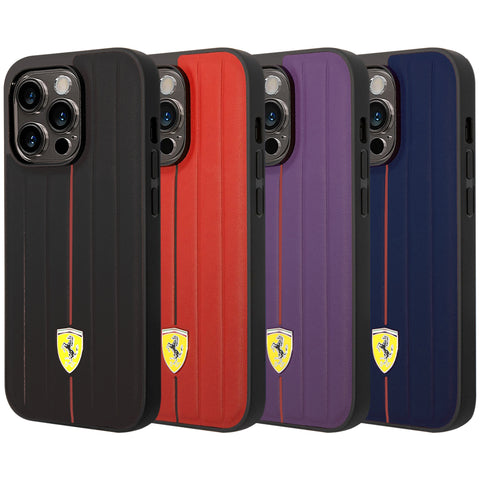 Ferrari Stripes Leather Case for iPhone 11, 12, 13 & 14 Series & Galaxy Z Flip3, Flip4, Fold3, Fold4