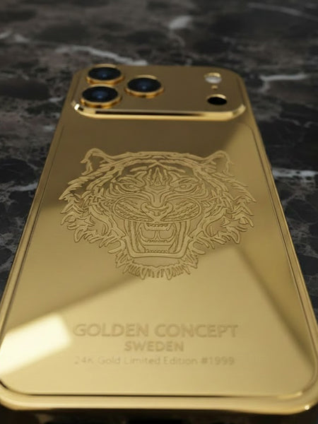 Golden Tiger Luxury Back Cover for iPhone 15, 16 & 17 Series