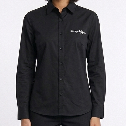 Women’s Luxury Black Button-Down Fashion Shirt