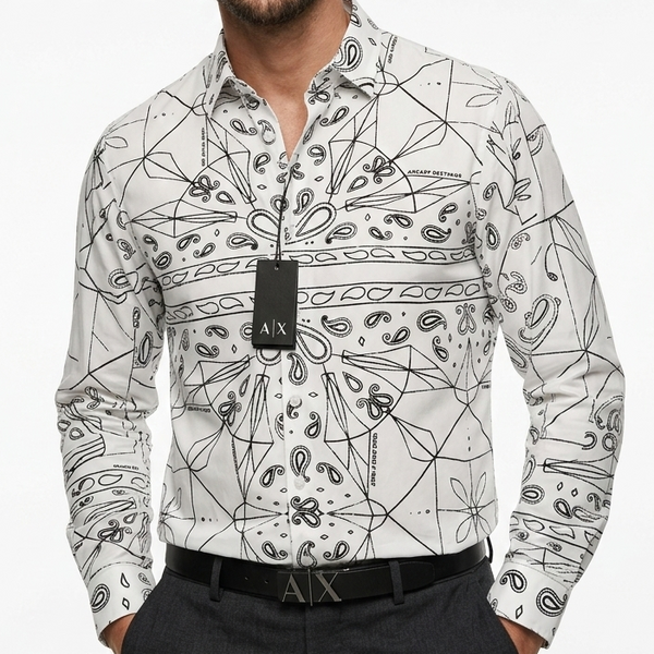 Stylish Geometric Pattern Designer Shirt For Men