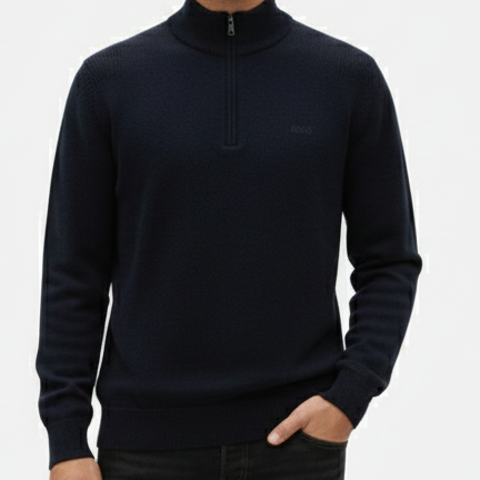 Premium Navy Half-Zip Sweatshirt Smart Casual Essential