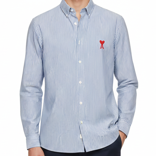 Men’s Classic Striped Shirt with Signature Heart Logo