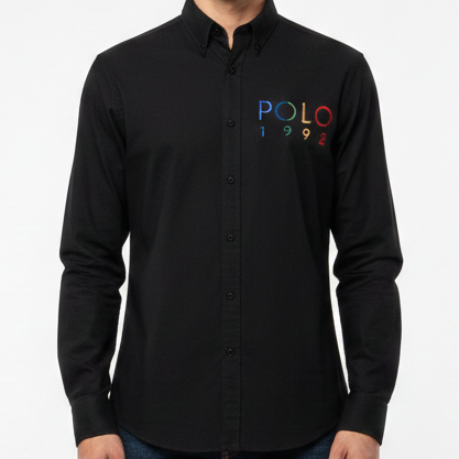 Men’s Premium Brand Logo Casual Shirts Classic Button-Down Style