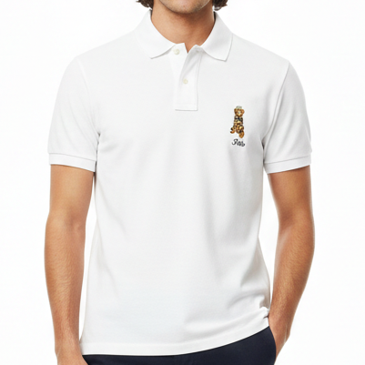 Premium Classic White Polo T-Shirt with Embroidered Logo