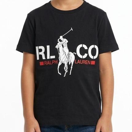 Classic Branded Kids Black Logo T-Shirt – Sporty & Premium Style