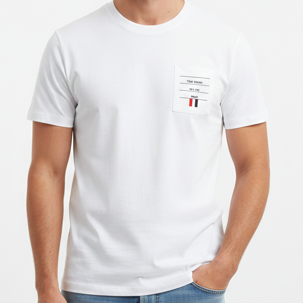 Premium White Crew Neck T-Shirt Minimal Logo Style
