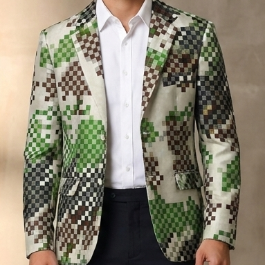 Premium Single-Breasted Tailored Damier Blazer