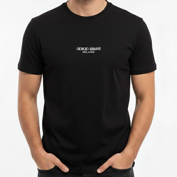 Men’s Luxury Solid Crew Neck T-Shirt  with Minimal Logo