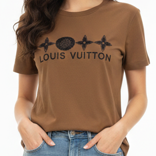 Elegant White Designer-Style Logo T-Shirt for Women