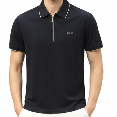 Men’s Premium Navy Zip Polo Shirt