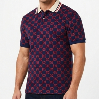Men’s Premium  Monogram Polo T-Shirt Luxury Classic Collar, Regular Fit